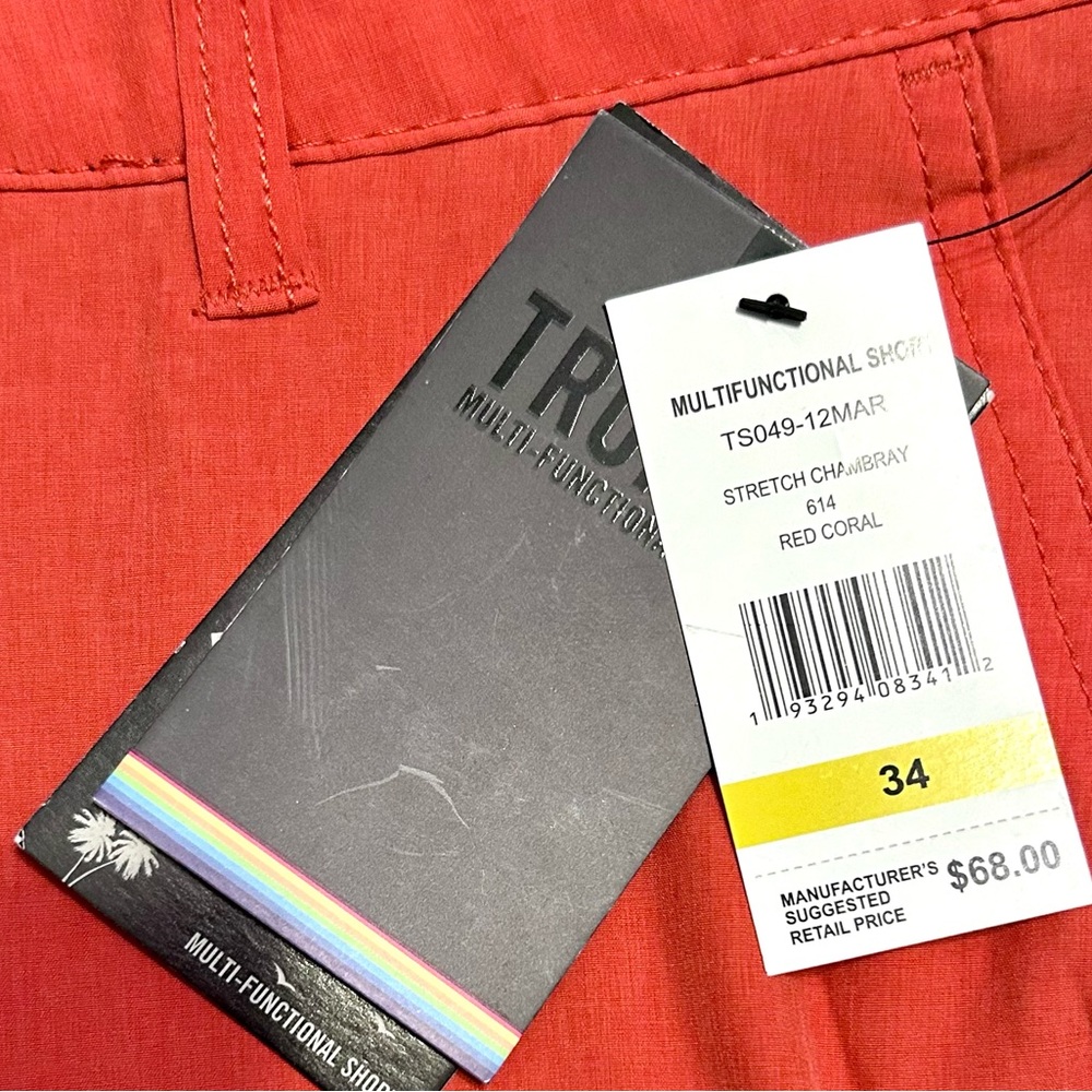 New Coral Stretch Chambray Multifunction Sport Shorts (Men’s 34 Waist) - Picture 4 of 5